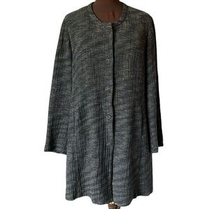 Eileen Fisher Round Crew Neck Tweed Jacket Large